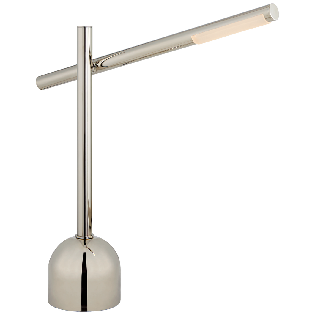 Rousseau Boom Arm Table Lamp in Polished Nickel with Etched Crystal