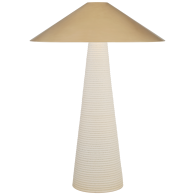 Miramar Table Lamp in Porous White with Antique-Burnished Brass Shade