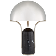 Affinity Medium Dome Table Lamp in Black Marble with Polished Nickel Shade