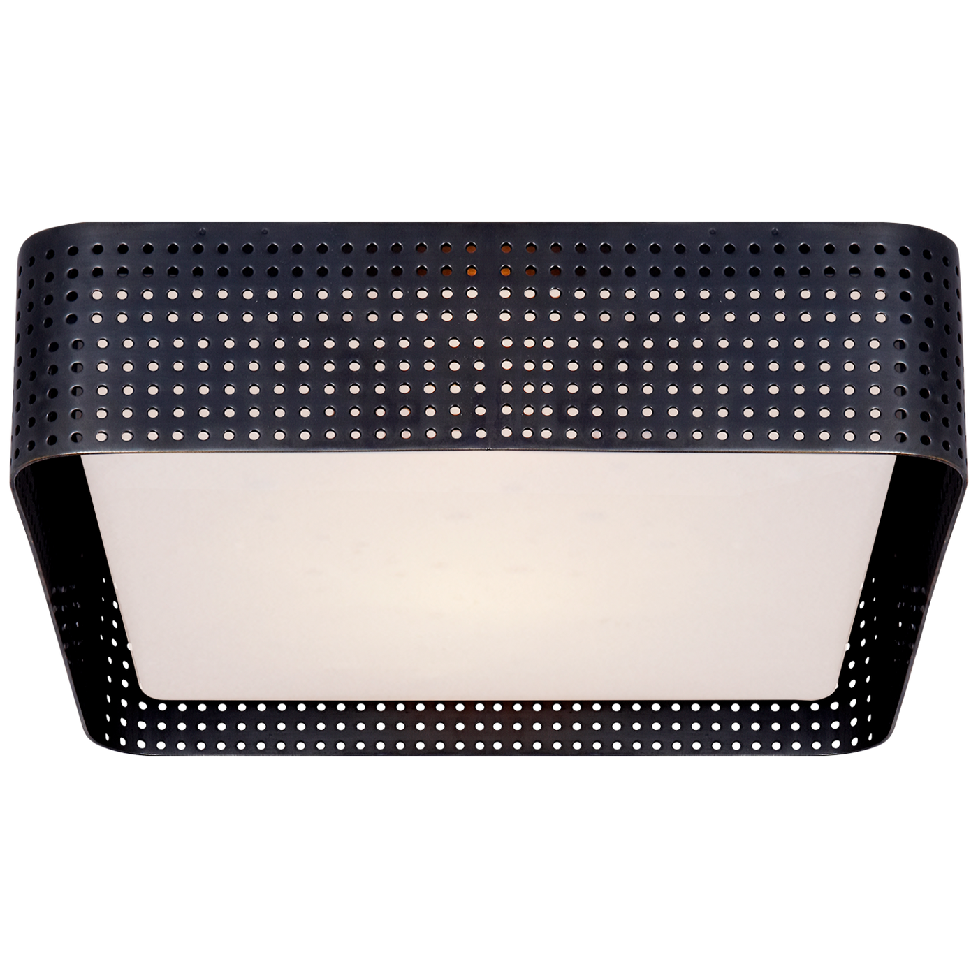 Precision Large Square Flush Mount in Bronze with Clouded Glass