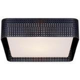 Precision Large Square Flush Mount in Bronze with Clouded Glass