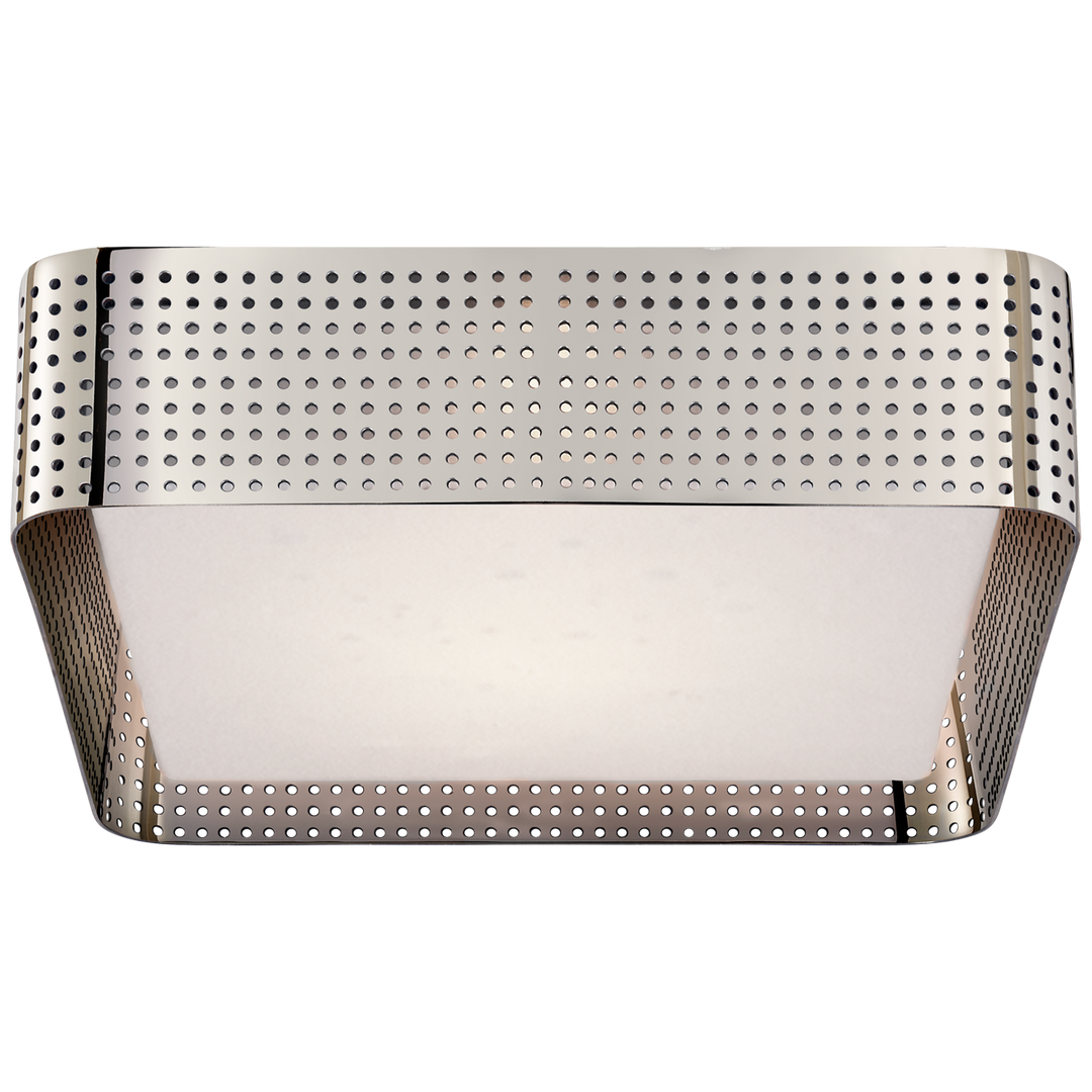 Precision Large Square Flush Mount in Polished Nickel with Clouded Glass