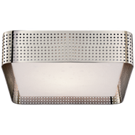 Precision Large Square Flush Mount in Polished Nickel with Clouded Glass