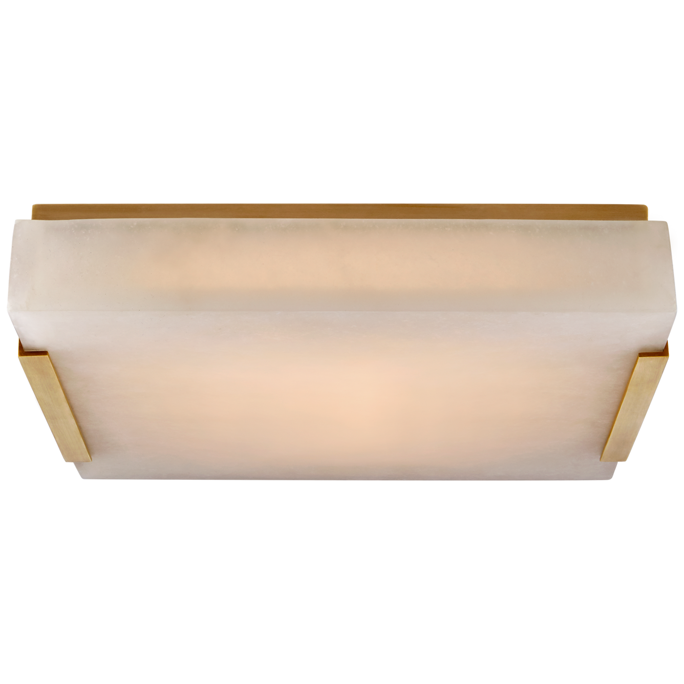 Covet Medium Flush Mount in Antique-Burnished Brass with Alabaster