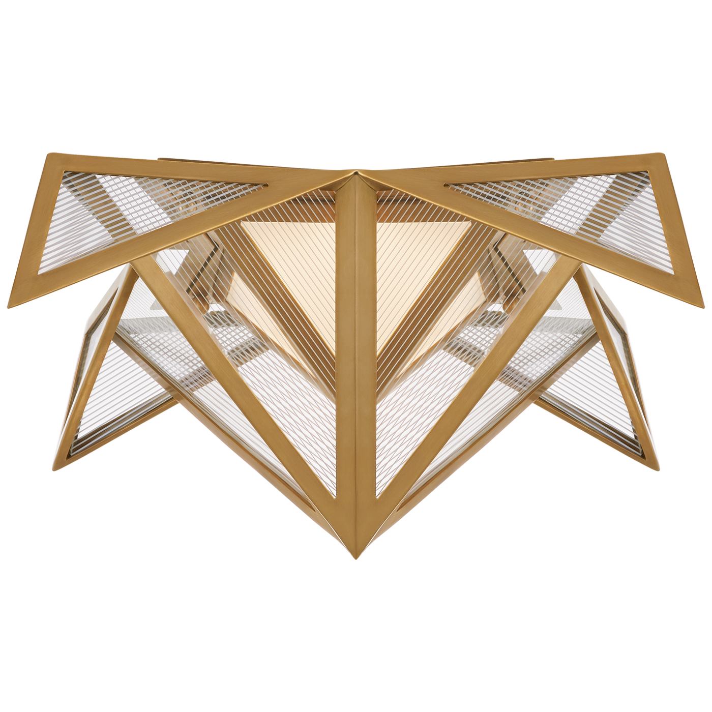 Ori Small Flush in Antique-Burnished Brass with Clear Lined Glass