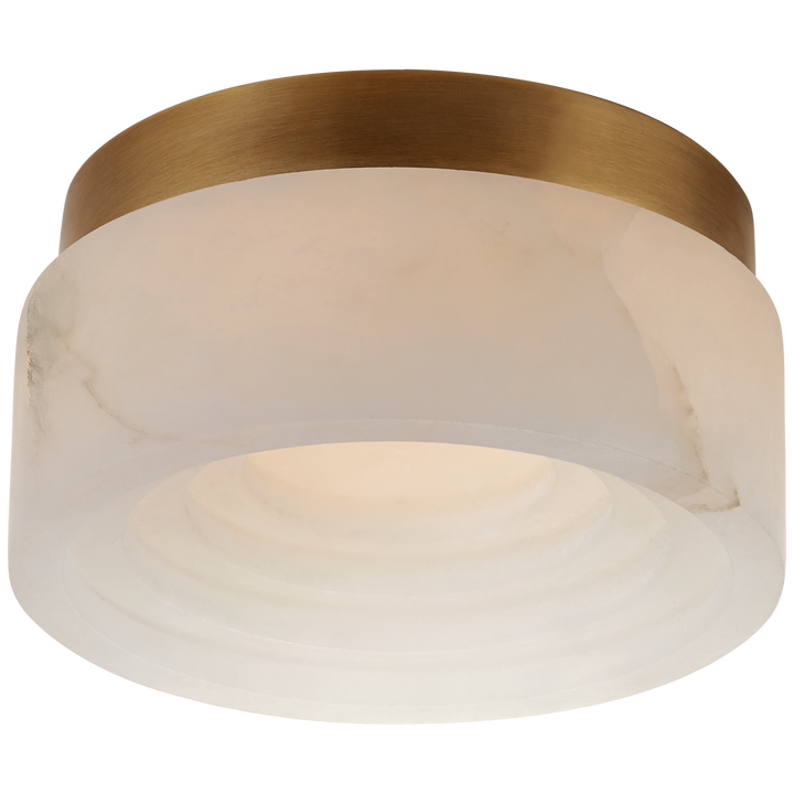 Otto 5" Solitaire Flush Mount in Antique-Burnished Brass with Alabaster