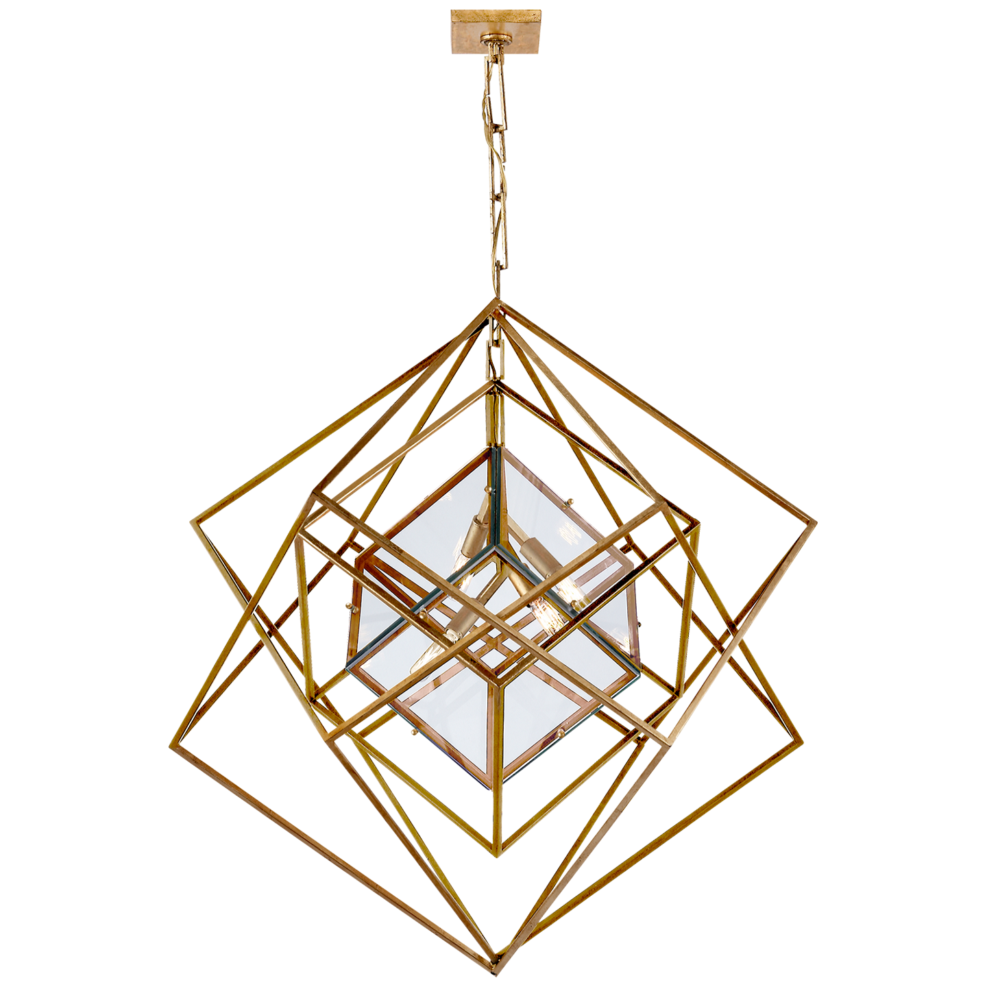 Lade das Bild in den Galerie-Viewer, Cubist Medium Chandelier in Gild
