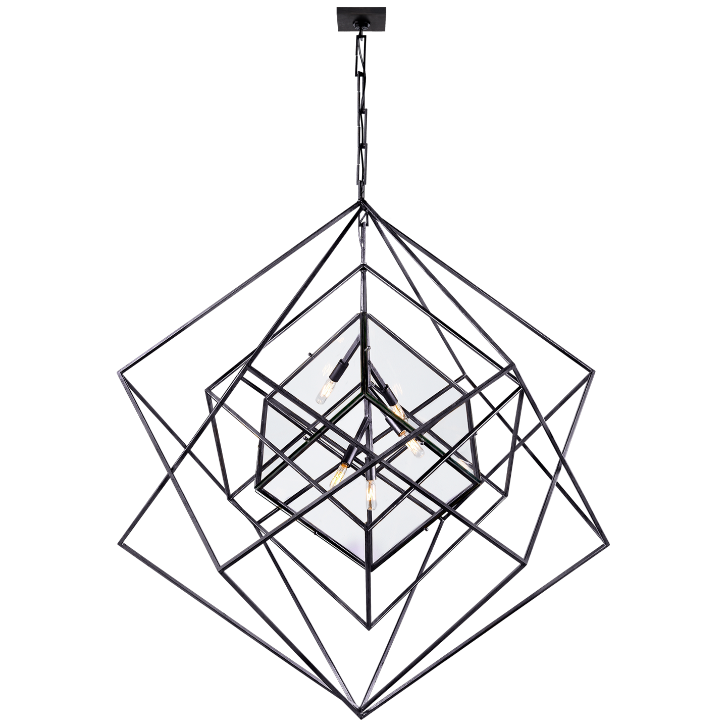 Lade das Bild in den Galerie-Viewer, Cubist Large Chandelier in Aged Iron
