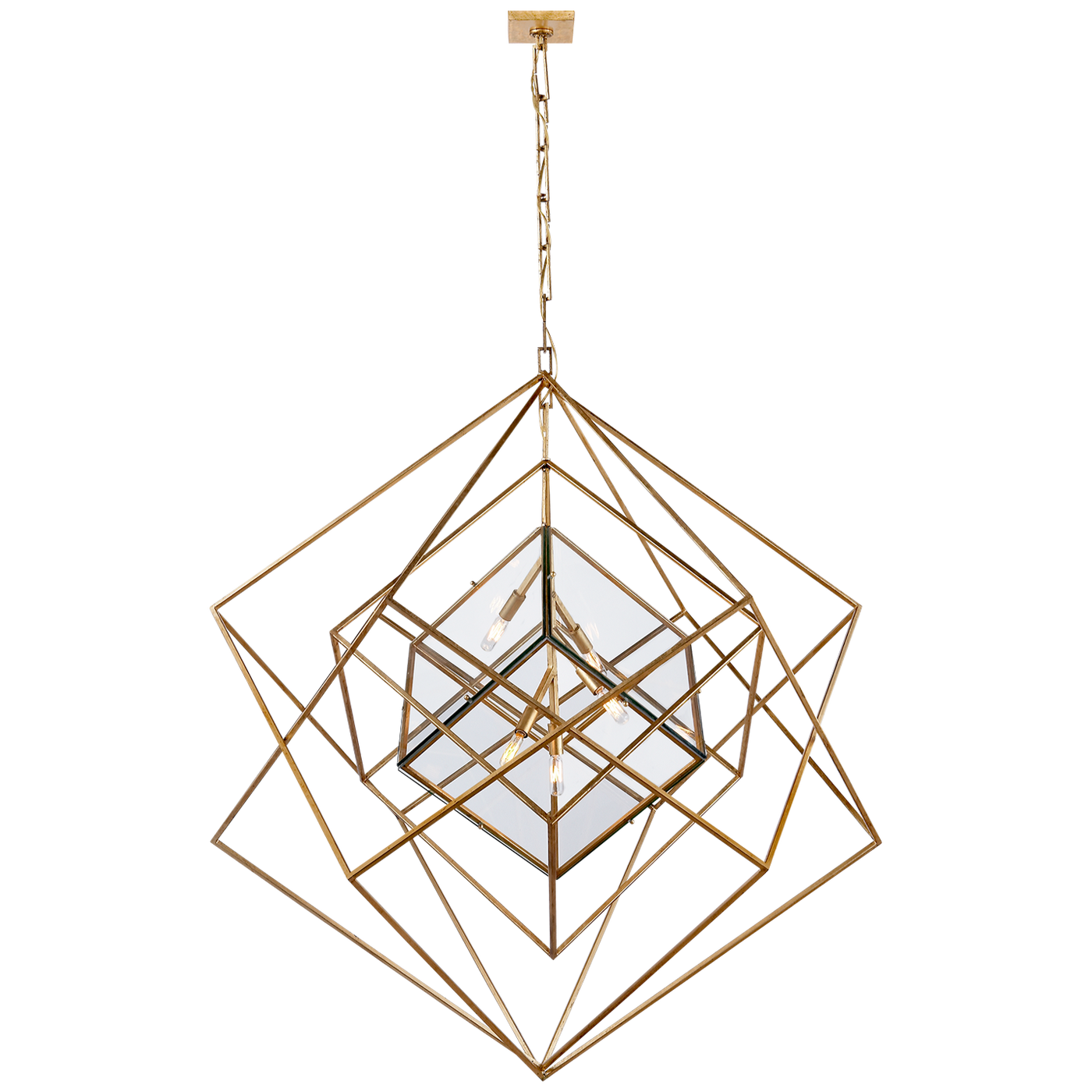 Cubist Large Chandelier in Gild