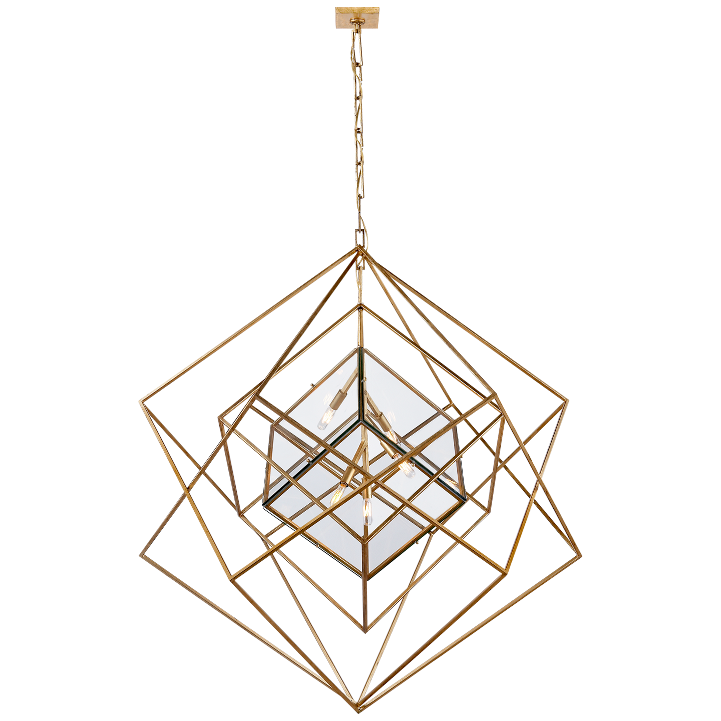 Lade das Bild in den Galerie-Viewer, Cubist Large Chandelier in Gild
