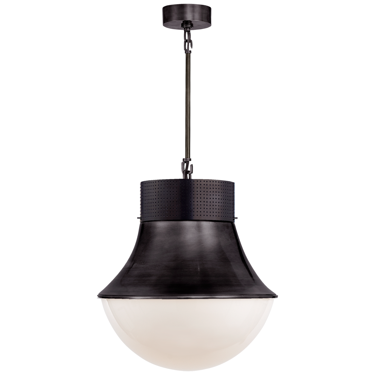 Precision Large Pendant in Bronze with White Glass