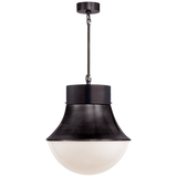 Precision Large Pendant in Bronze with White Glass