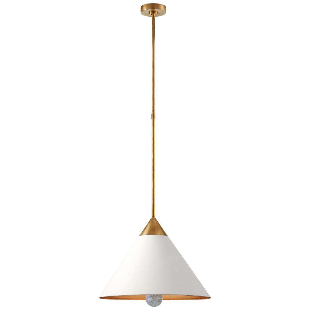 Cleo Pendant in Antique-Burnished Brass and Antique White with Frosted Acrylic