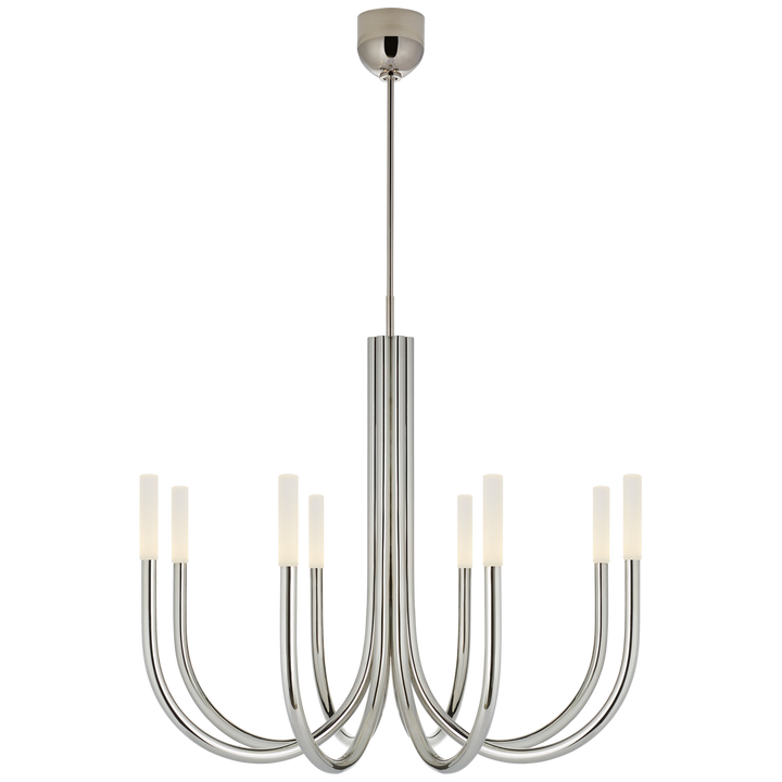 Rousseau Medium Chandelier in Polished Nickel with Etched Crystal
