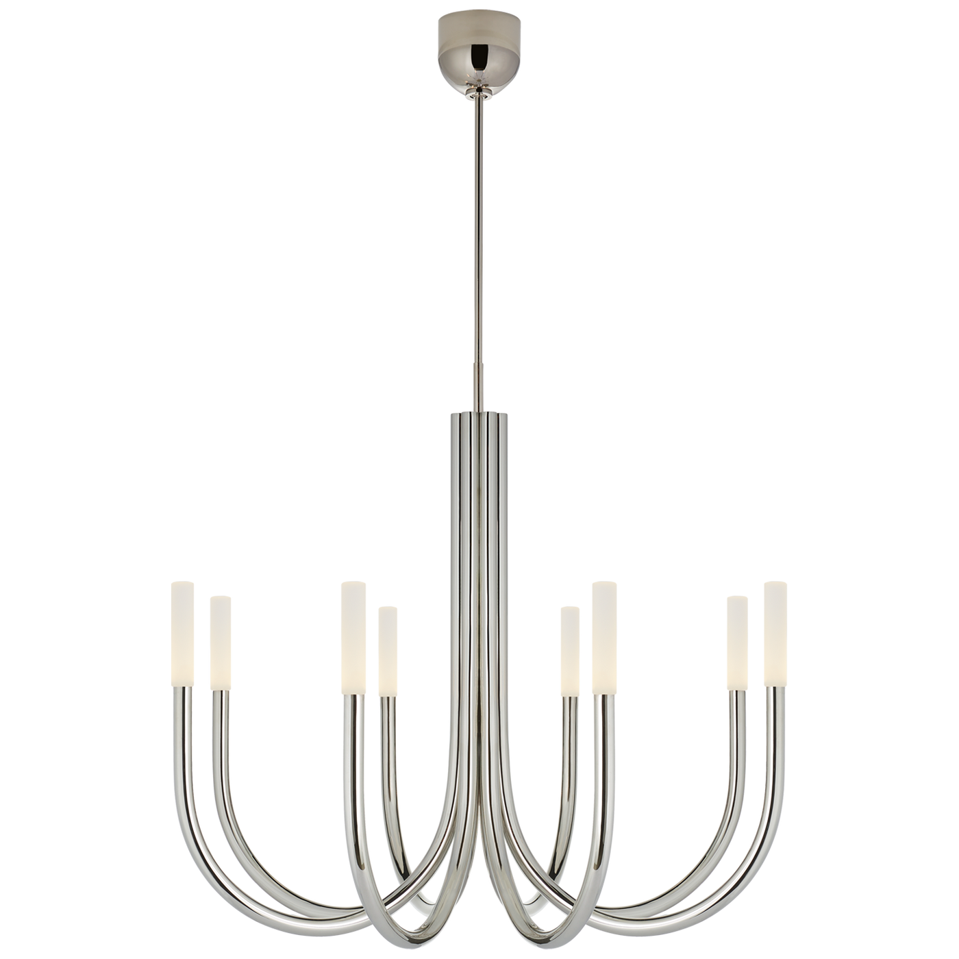 Rousseau Medium Chandelier in Polished Nickel with Etched Crystal