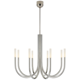 Rousseau Medium Chandelier in Polished Nickel with Etched Crystal