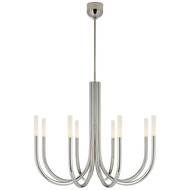 Rousseau Medium Chandelier in Polished Nickel with Etched Crystal