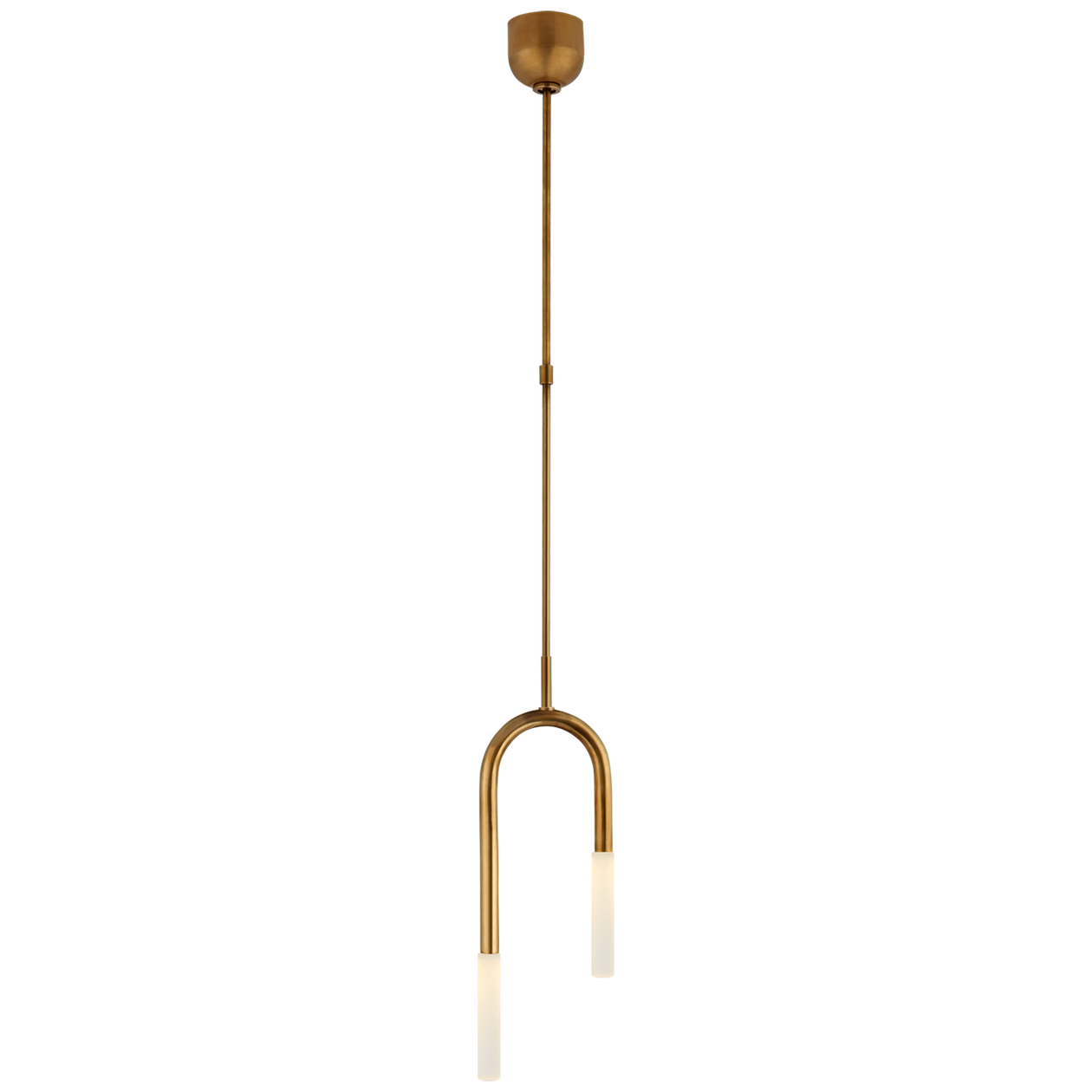 Rousseau Small Asymmetric Pendant in Antique-Burnished Brass with Etched Crystal