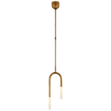 Rousseau Small Asymmetric Pendant in Antique-Burnished Brass with Etched Crystal