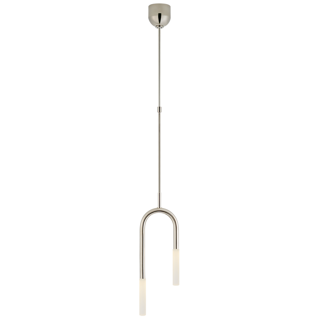 Rousseau Small Asymmetric Pendant in Polished Nickel with Etched Crystal