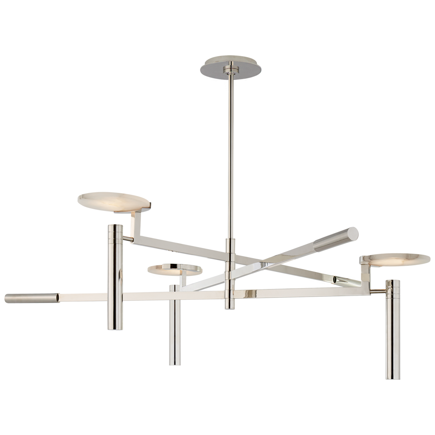 Melange Large Floating Disc Chandelier in Polished Nickel with Alabaster