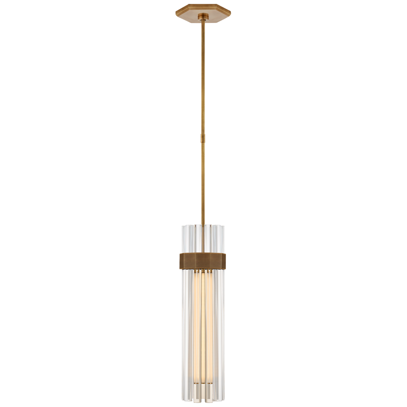 Fascio Medium Pendant in Hand-Rubbed Antique Brass with Crystal