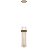 Fascio Medium Pendant in Hand-Rubbed Antique Brass with Crystal