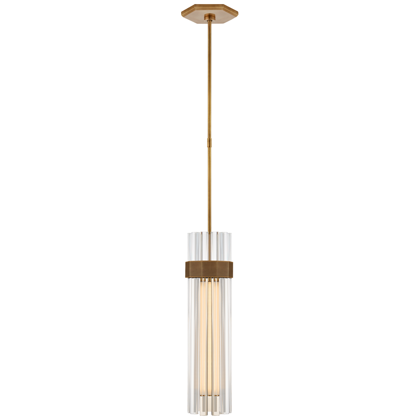Lade das Bild in den Galerie-Viewer, Fascio Medium Pendant in Hand-Rubbed Antique Brass with Crystal
