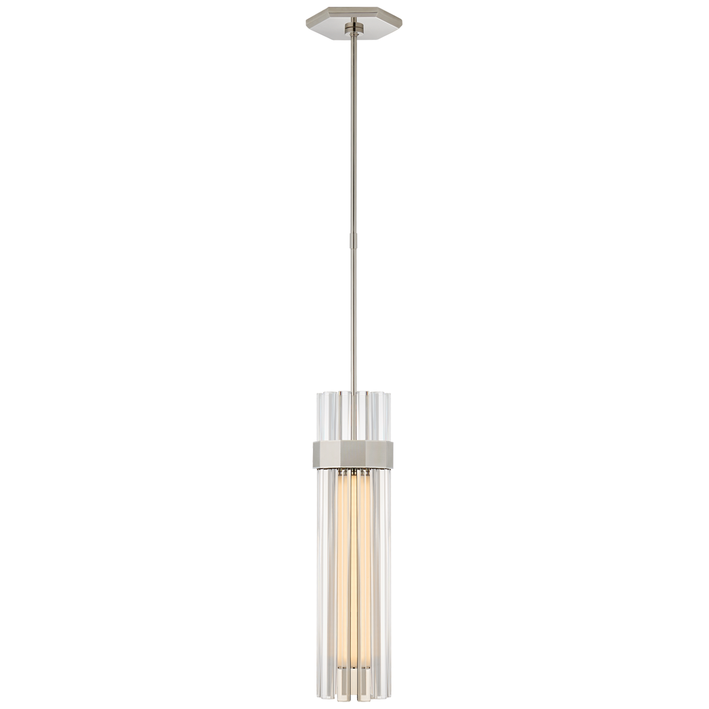 Fascio Medium Pendant in Polished Nickel with Crystal