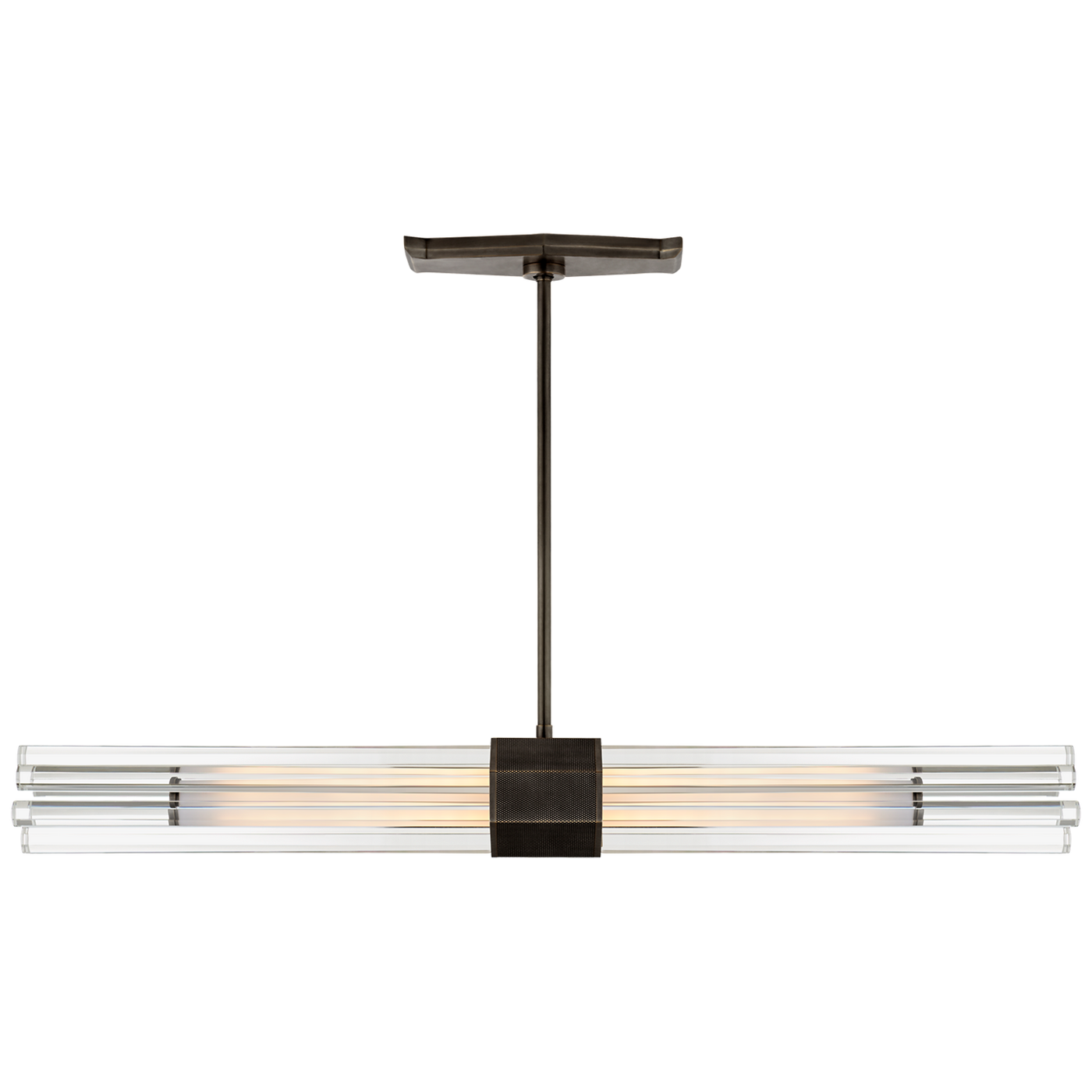 Fascio Medium Linear Chandelier in Bronze with Crystal