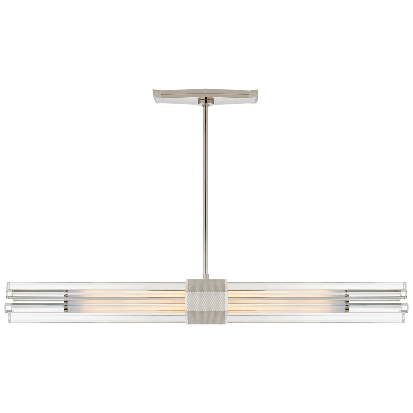 Fascio Medium Linear Chandelier in Polished Nickel with Crystal