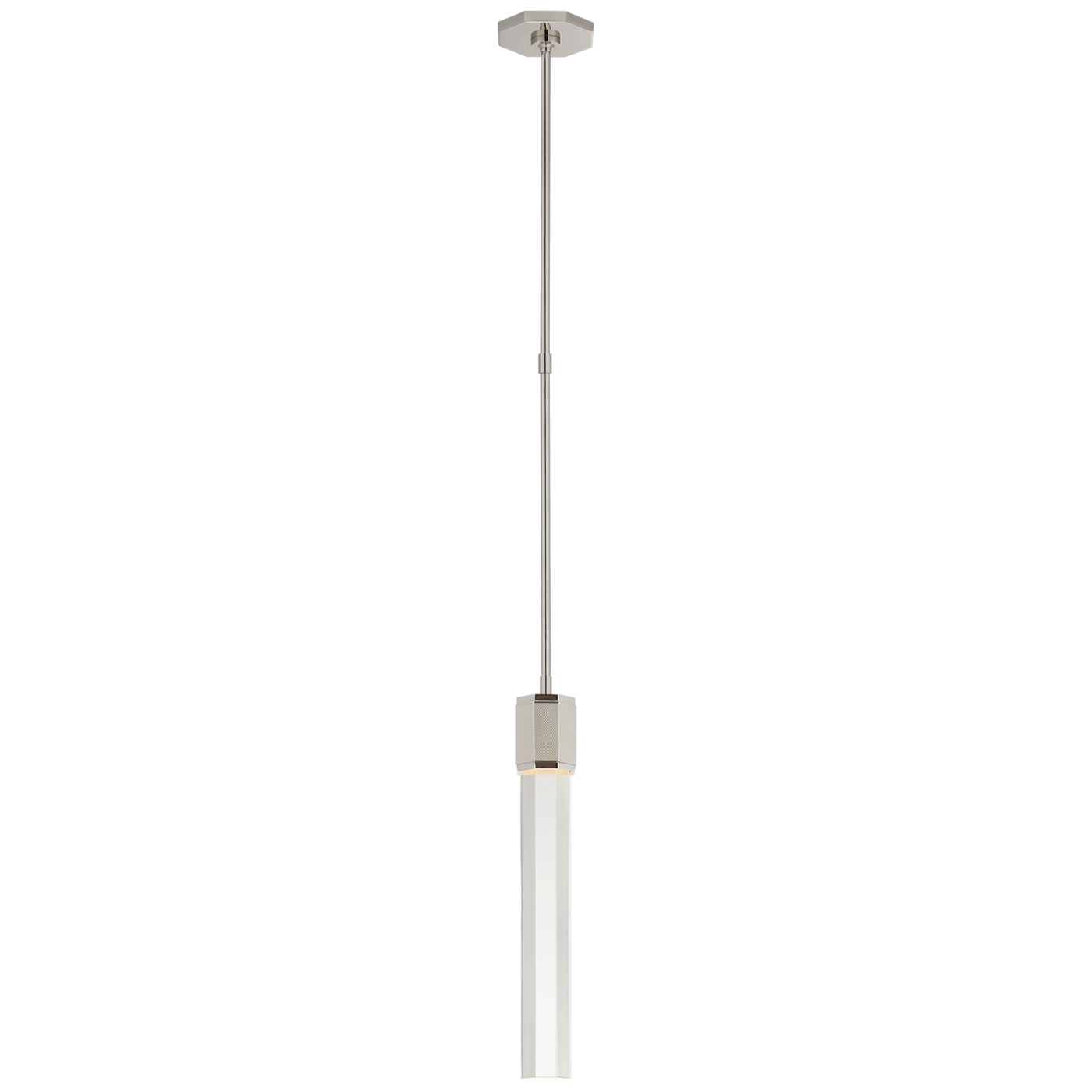 Fascio Single Pendant in Polished Nickel with Crystal