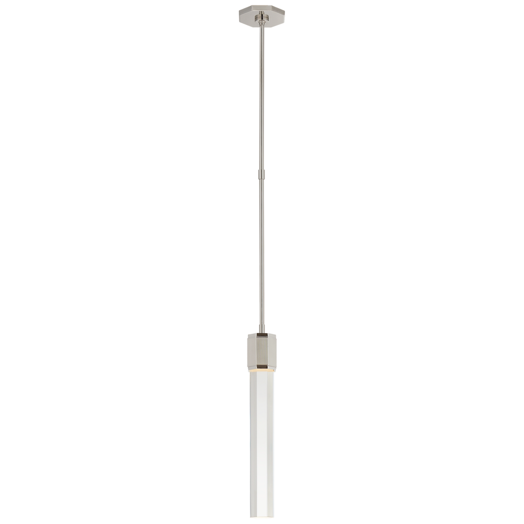 Fascio Single Pendant in Polished Nickel with Crystal