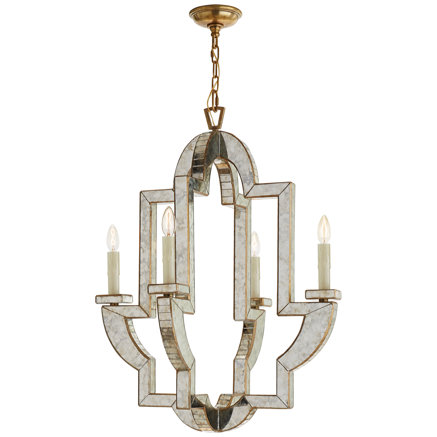 Lataa kuva Galleria-katseluun, Lido Medium Chandelier in Antique Mirror and Hand-Rubbed Antique Brass
