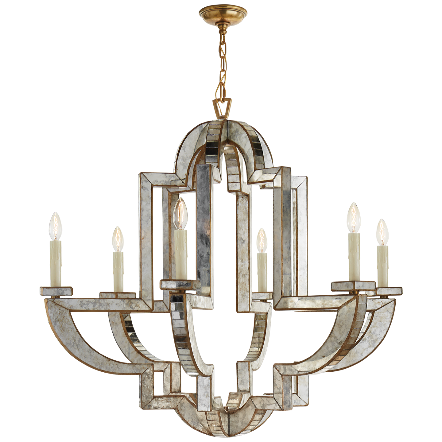 Lade das Bild in den Galerie-Viewer, Lido Large Chandelier in Antique Mirror and Hand-Rubbed Antique Brass
