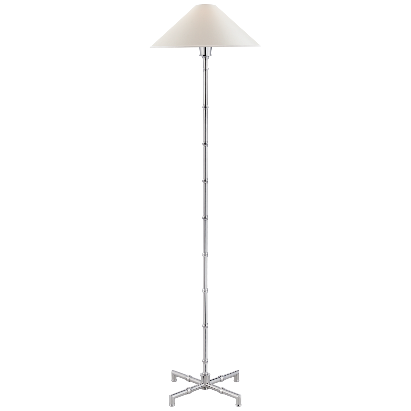 Lataa kuva Galleria-katseluun, Grenol Floor Lamp in Polished Nickel with Natural Percale Shade
