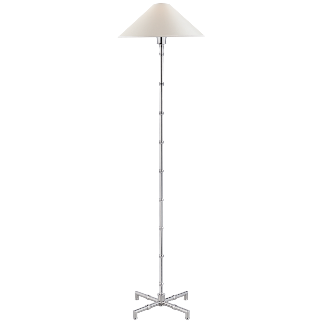 Grenol Floor Lamp in Polished Nickel with Natural Percale Shade