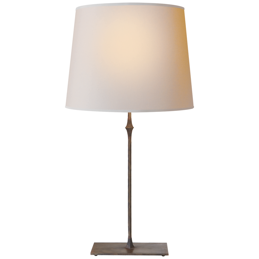Dauphine Table Lamp in Aged Iron with Natural Paper Shade