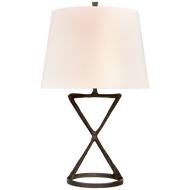 Anneu Table Lamp in Aged Iron with Linen Shade