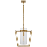 Presidio Small Lantern in Hand-Rubbed Antique Brass with Clear Glass