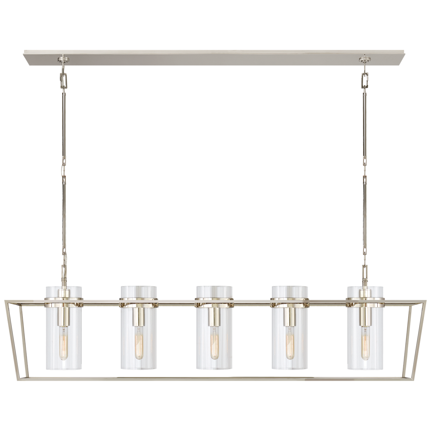 Presidio Large Linear Lantern in Polished Nickel with Clear Glass