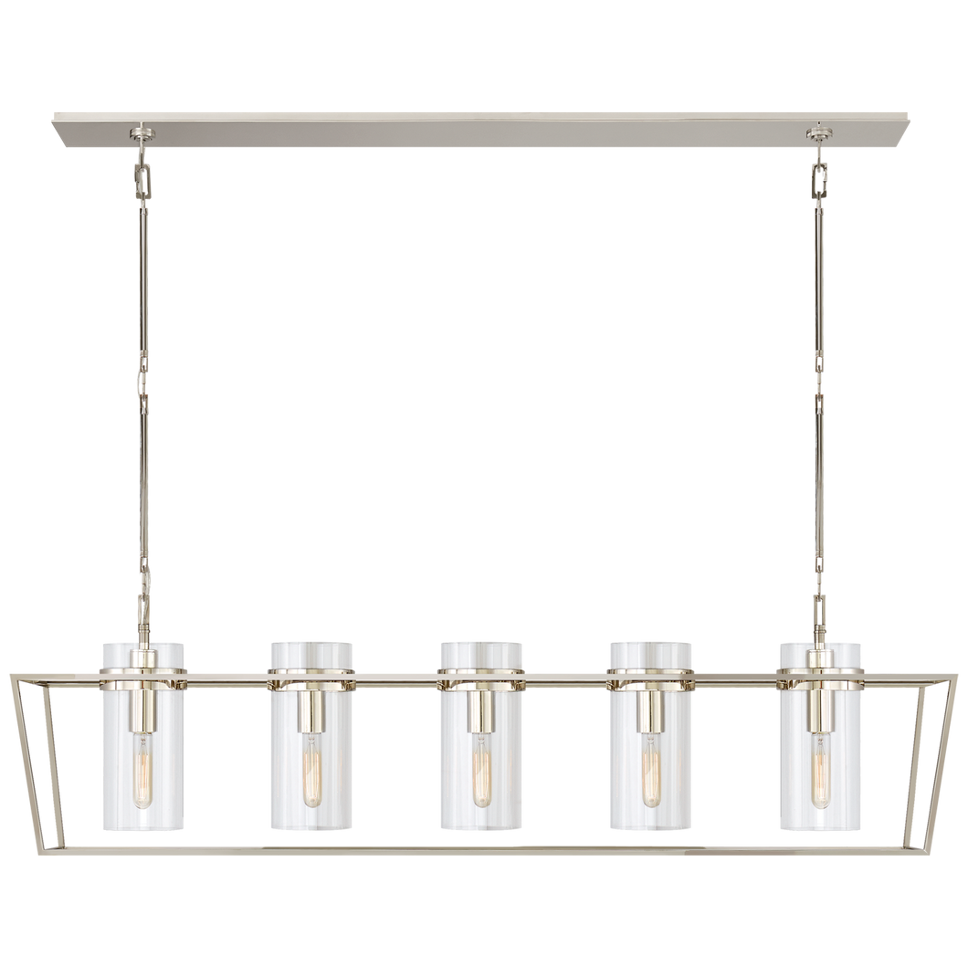 Presidio Large Linear Lantern in Polished Nickel with Clear Glass