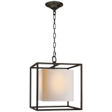 Caged Small Lantern in Bronze with Natural Paper Shade