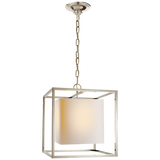 Caged Small Lantern in Polished Nickel with Natural Paper Shade