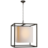 Caged Medium Lantern in Bronze with Natural Paper Shade