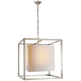 Caged Medium Lantern in Polished Nickel with Natural Paper Shade