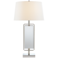 Henri Large Framed Table Lamp in Polished Nickel with Linen Shade