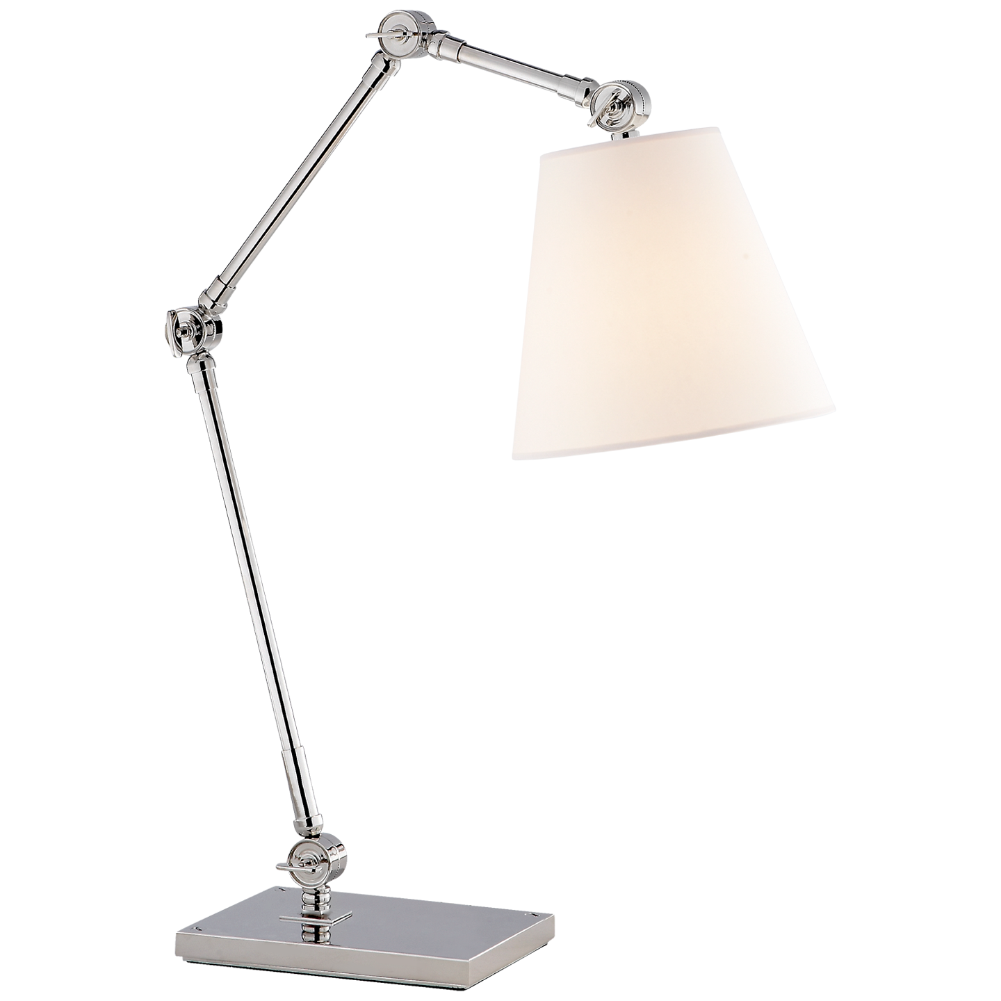 Lade das Bild in den Galerie-Viewer, Graves Task Lamp in Polished Nickel with Linen Shade
