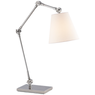 Graves Task Lamp in Polished Nickel with Linen Shade