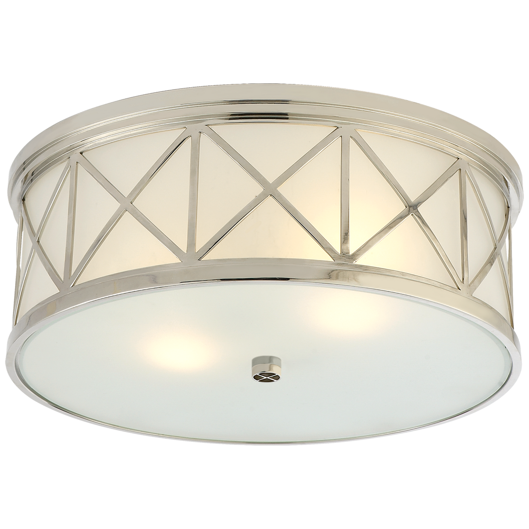 Montpelier Large Flush Mount in Polished Nickel with Frosted Glass